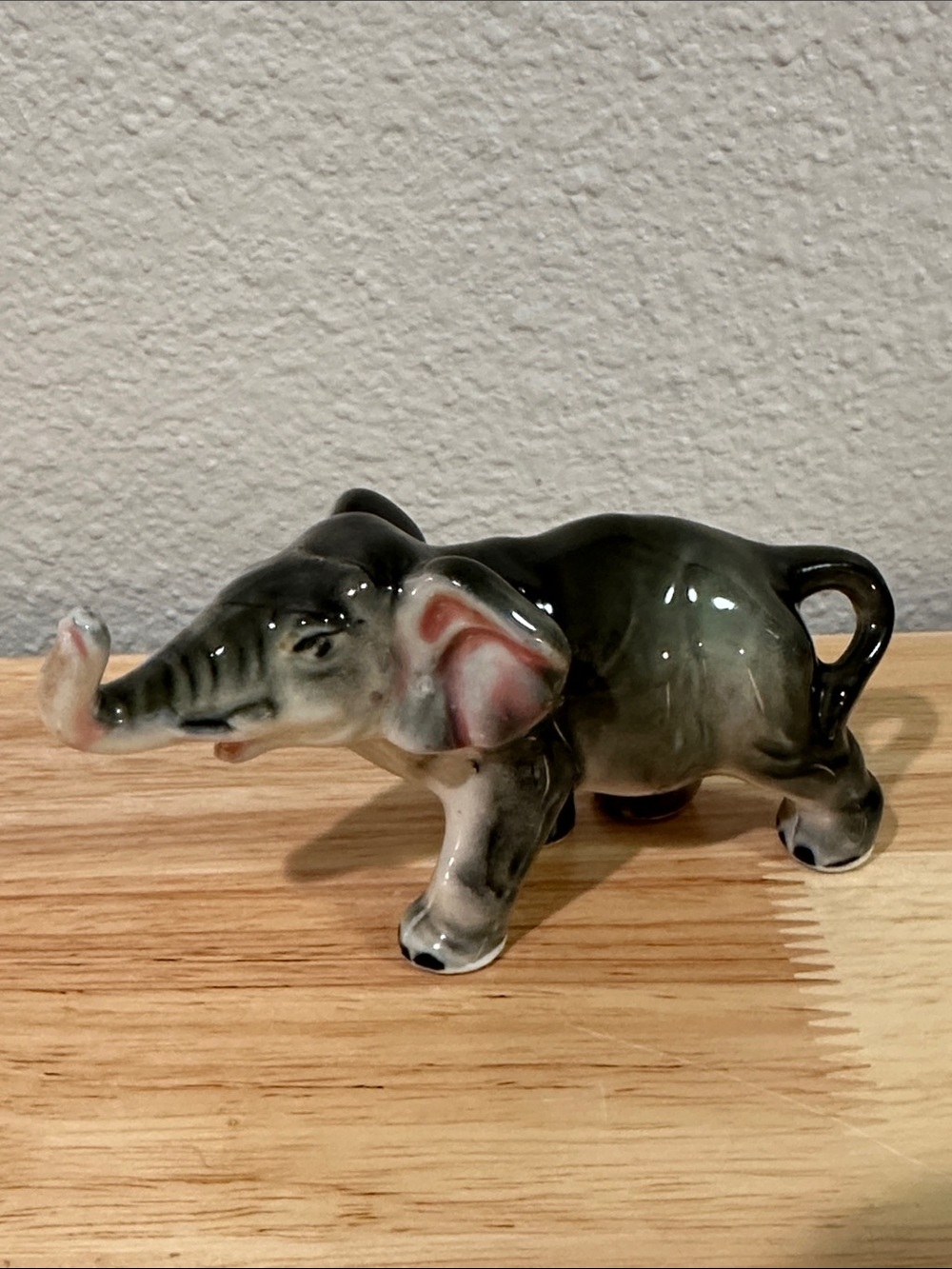 VTG 1950s Ceramic Elephant Figurine Trunk Up Good Luck Kitsch Made in Japan